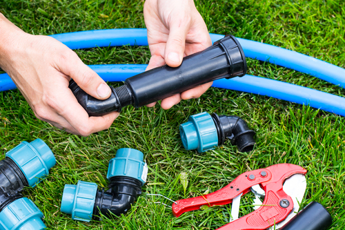 Drip Irrigation System Being Assembled